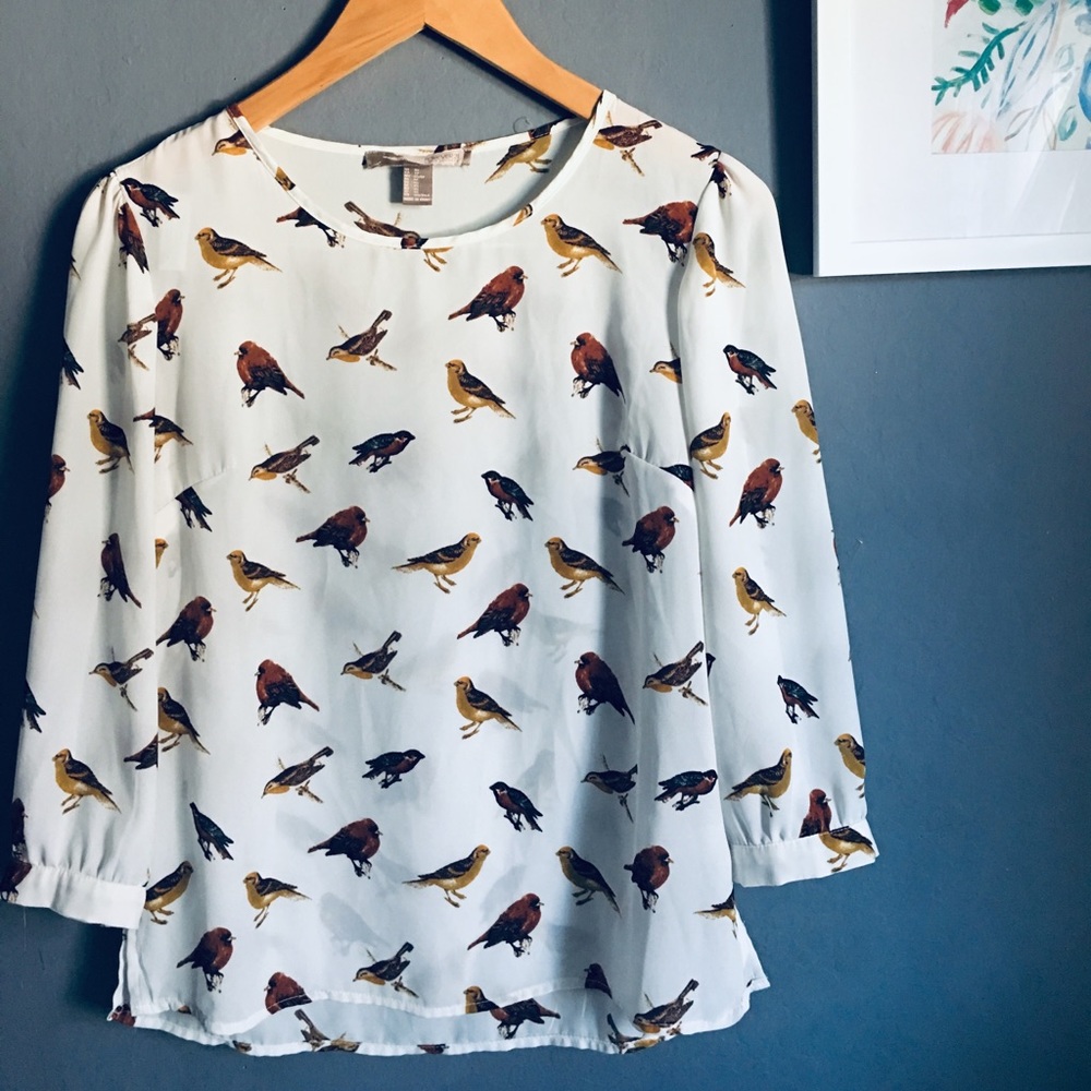 Delicate bird design blouse